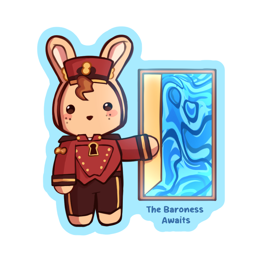 The Baroness Awaits - Cute Bunny Doorman Waterproof Sticker