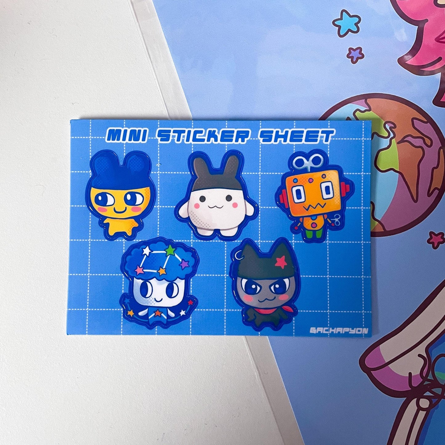 Tamagotchi Mini Sticker Sheet - Kawaii 2000s 90s nostalgia sticker sheet - Waterproof Durable Stickers
