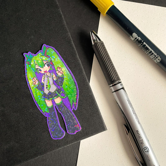 Hatsune Weedku - Vocaloid Holographic Sticker