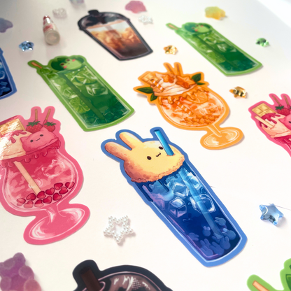 Colourful Boba Stickers - Kawaii Holographic Stickers