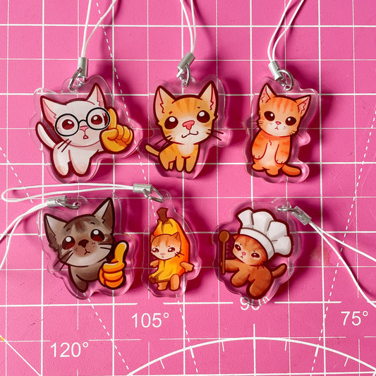 Meme kitties - Acrylic Phone Charms