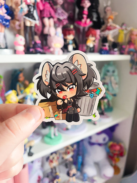Rat Girl - Small Waterproof Sticker