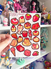 Strawberry Desserts - Waterproof Sticker Sheet