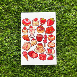 Strawberry Desserts - Waterproof Sticker Sheet