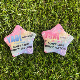 Yaoi / Yuri Warning - Holographic Star Badge