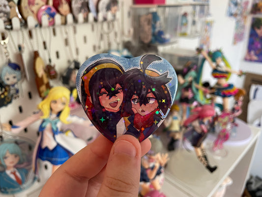 Carmine & Kieran - Heart Button Badge