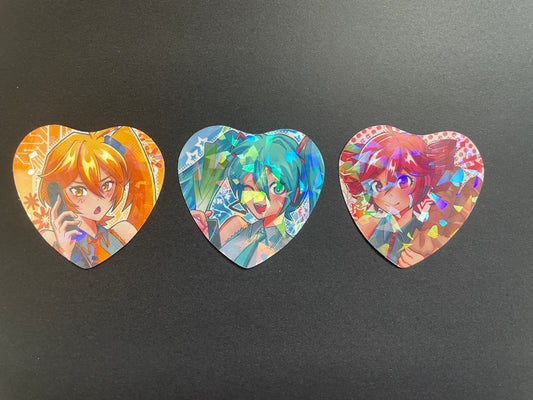 Triple Baka - Holographic Heart Stickers