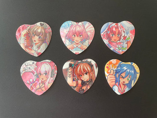 Anime Girlies - Heart-Shaped Stickers