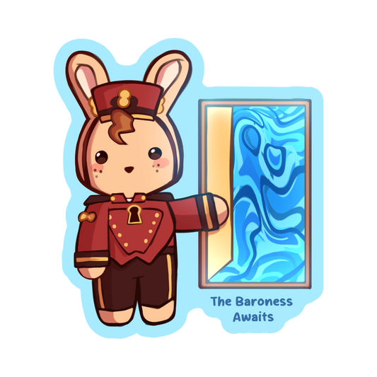 The Baroness Awaits - Cute Bunny Doorman Waterproof Sticker