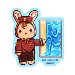 The Baroness Awaits - Cute Bunny Doorman Waterproof Sticker